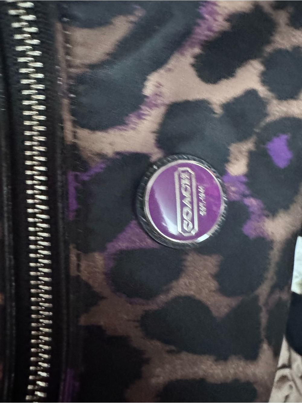 Coach Leopard-Print Shoulder Bag in Purple and Black - Picture 4 of 6